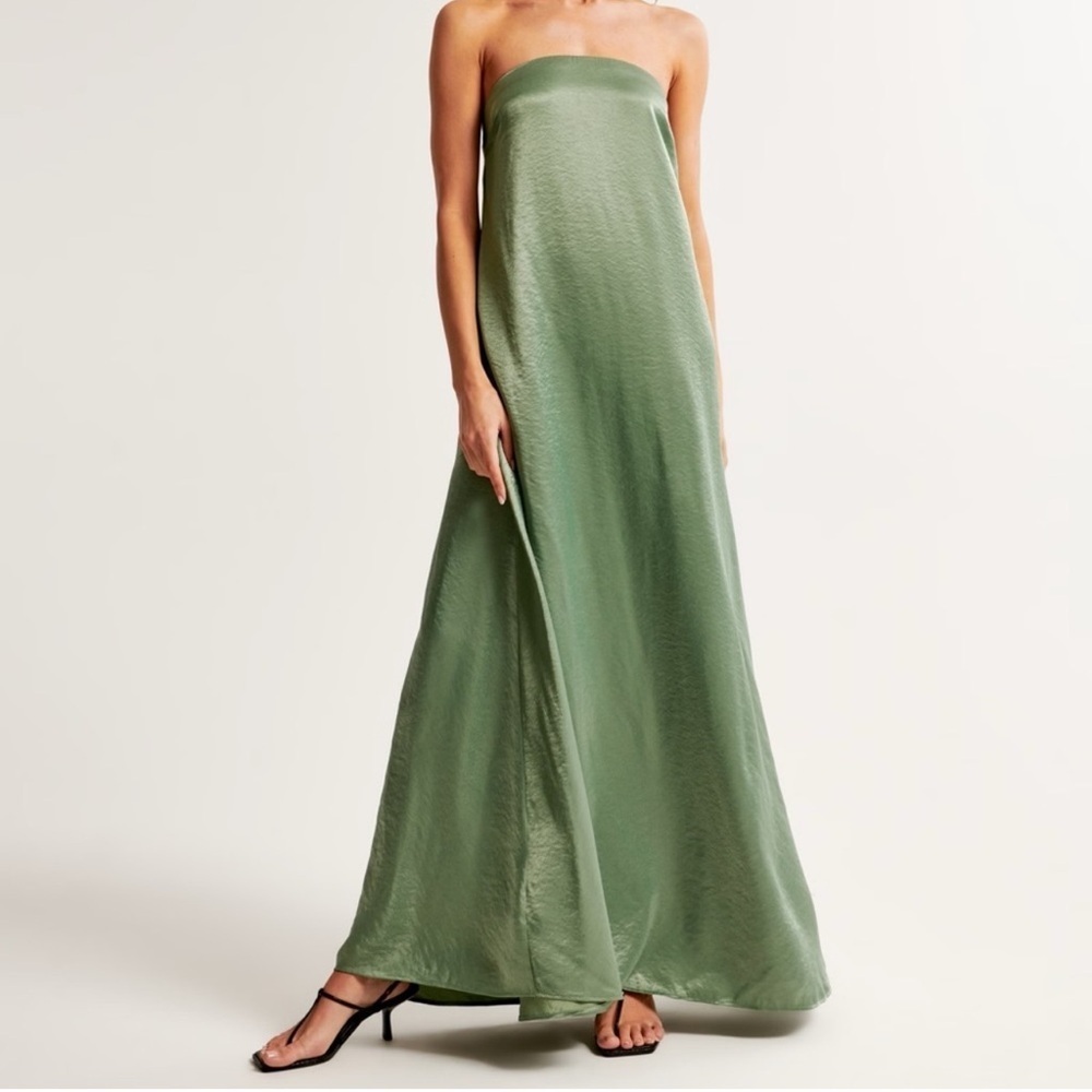 Abercrombie & fitch purple satin strapless trapeze maxi dress - Picture 4 of 8
